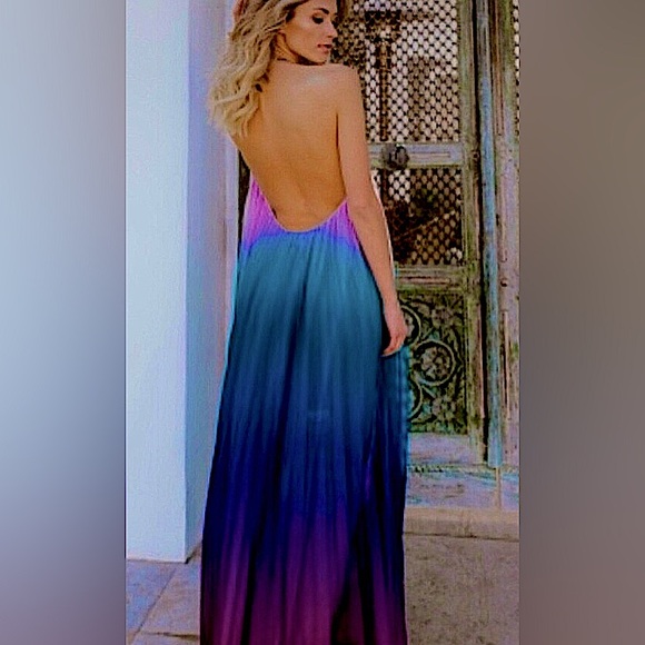 Vici Dresses & Skirts - Vici Mykonos colorful Ombré pleated halter maxi dress by L’ Atiste. NEW large